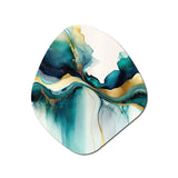 Teal And Gold Abstract Expression I - Asymmetric Metal Wall Art