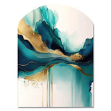 Teal And Gold Abstract Expression II - Asymmetric Metal Wall Art