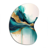 Teal And Gold Abstract Expression II - Asymmetric Metal Wall Art