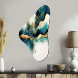 Teal And Gold Abstract Expression III - Asymmetric Metal Wall Art