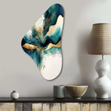 Teal And Gold Abstract Expression III - Asymmetric Metal Wall Art