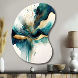 Teal And Gold Abstract Expression III - Asymmetric Metal Wall Art