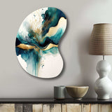 Teal And Gold Abstract Expression III - Asymmetric Metal Wall Art