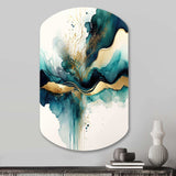 Teal And Gold Abstract Expression III - Asymmetric Metal Wall Art