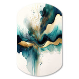 Teal And Gold Abstract Expression III - Asymmetric Metal Wall Art