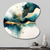 Teal And Gold Abstract Expression III - Asymmetric Metal Wall Art