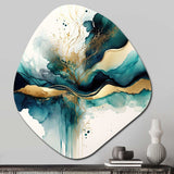 Teal And Gold Abstract Expression III - Asymmetric Metal Wall Art