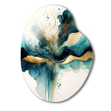 Teal And Gold Abstract Expression III - Asymmetric Metal Wall Art