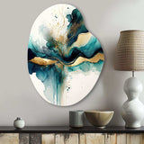 Teal And Gold Abstract Expression III - Asymmetric Metal Wall Art