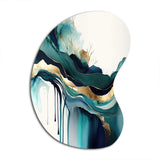 Teal And Gold Abstract Expression IV - Asymmetric Metal Wall Art