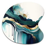 Teal And Gold Abstract Expression IV - Asymmetric Metal Wall Art