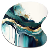 Teal And Gold Abstract Expression IV - Asymmetric Metal Wall Art