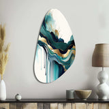 Teal And Gold Abstract Expression IV - Asymmetric Metal Wall Art