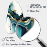 Teal And Gold Abstract Expression IV - Asymmetric Metal Wall Art