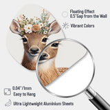 Cute Baby Deer With Floral Crown I - Asymmetric Metal Wall Art