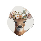 Cute Baby Deer With Floral Crown I - Asymmetric Metal Wall Art