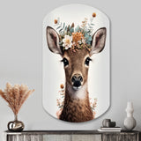 Cute Baby Deer With Floral Crown II - Asymmetric Metal Wall Art