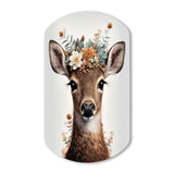 Cute Baby Deer With Floral Crown II - Asymmetric Metal Wall Art