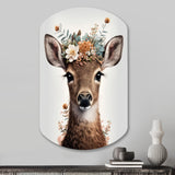 Cute Baby Deer With Floral Crown II - Asymmetric Metal Wall Art