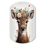 Cute Baby Deer With Floral Crown II - Asymmetric Metal Wall Art