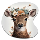 Cute Baby Deer With Floral Crown II - Asymmetric Metal Wall Art