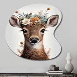 Cute Baby Deer With Floral Crown II - Asymmetric Metal Wall Art