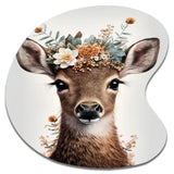 Cute Baby Deer With Floral Crown II - Asymmetric Metal Wall Art