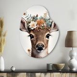 Cute Baby Deer With Floral Crown II - Asymmetric Metal Wall Art