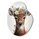 Cute Baby Deer With Floral Crown II - Asymmetric Metal Wall Art