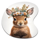 Cute Baby Rabbit With Floral Crown I - Asymmetric Metal Wall Art