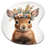 Cute Baby Rabbit With Floral Crown I - Asymmetric Metal Wall Art