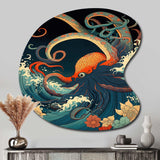 Japanese Landscape With Octopus V - Asymmetric Metal Wall Art