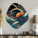 Japanese Landscape With Octopus V - Asymmetric Metal Wall Art