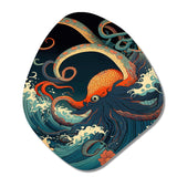 Japanese Landscape With Octopus V - Asymmetric Metal Wall Art