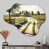 Calm Red Barn In Spring IV - Asymmetric Metal Wall Art