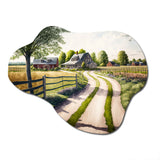 Calm Red Barn In Spring IV - Asymmetric Metal Wall Art