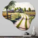 Calm Red Barn In Spring IV - Asymmetric Metal Wall Art