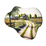 Calm Red Barn In Spring IV - Asymmetric Metal Wall Art