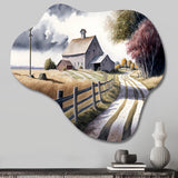 Calm Red Barn In Spring VII - Asymmetric Metal Wall Art