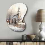 Church In Country During Winter IV - Asymmetric Metal Wall Art