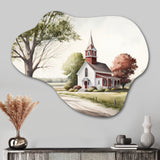 Monochome Yellow And Grey Farm VI - Asymmetric Metal Wall Art