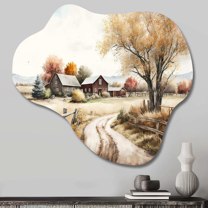 Beautiful Barn In Spring VI - Asymmetric Metal Wall Art