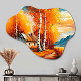 Small Cottage In Autumn III - Asymmetric Metal Wall Art