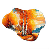 Small Cottage In Autumn III - Asymmetric Metal Wall Art