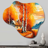 Small Cottage In Autumn III - Asymmetric Metal Wall Art