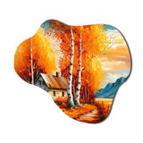 Small Cottage In Autumn III - Asymmetric Metal Wall Art