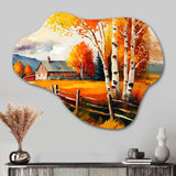 Small Cottage In Autumn IV - Asymmetric Metal Wall Art