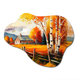 Small Cottage In Autumn IV - Asymmetric Metal Wall Art