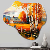 Small Cottage In Autumn IV - Asymmetric Metal Wall Art