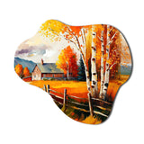 Small Cottage In Autumn IV - Asymmetric Metal Wall Art